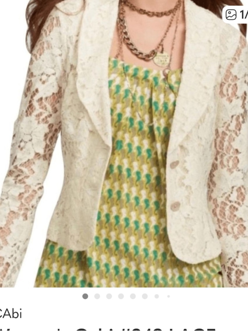 CAbi Cream Lace Blazer Jacket